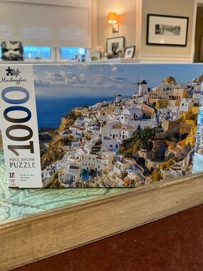 Mindbogglers 1000-Piece Santorini Greece Jigsaw Puzzle - White & Blue